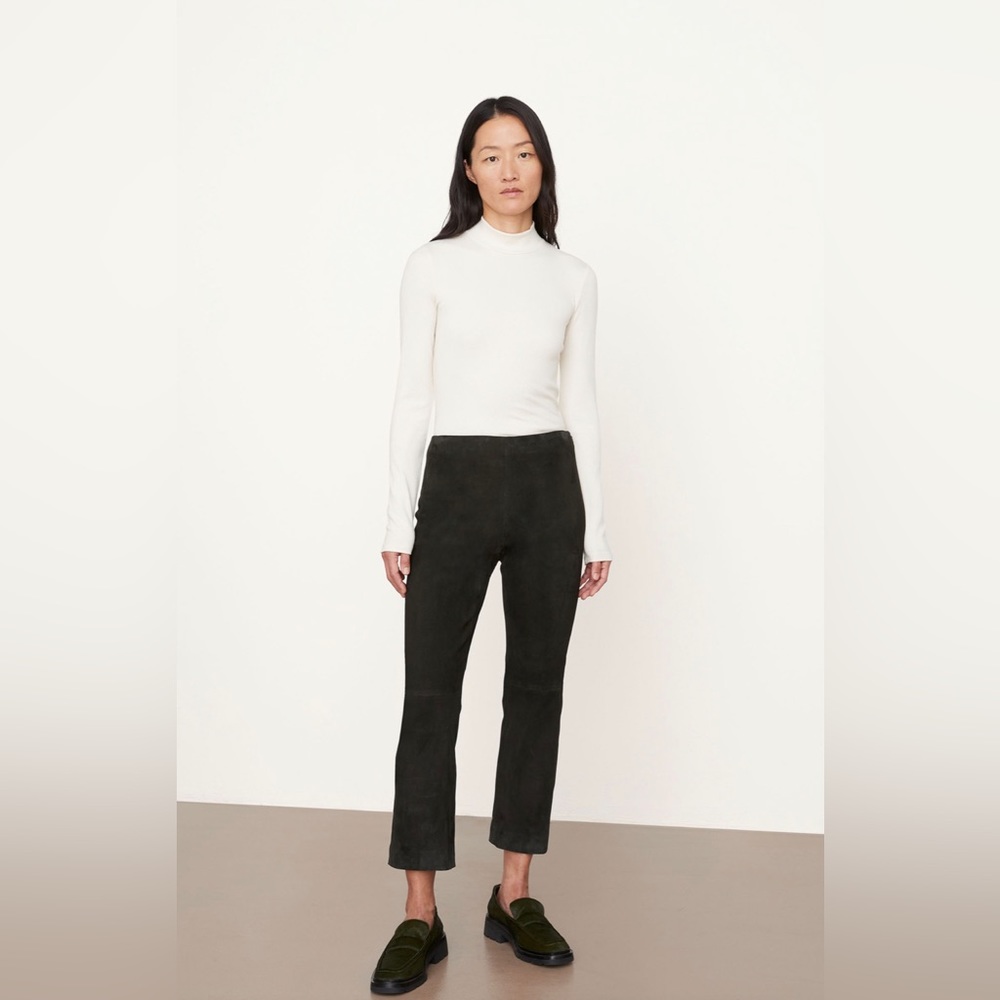 Ann Mashburn Black Stretch Pants Pull On Trousers Cropped Flared Size XS